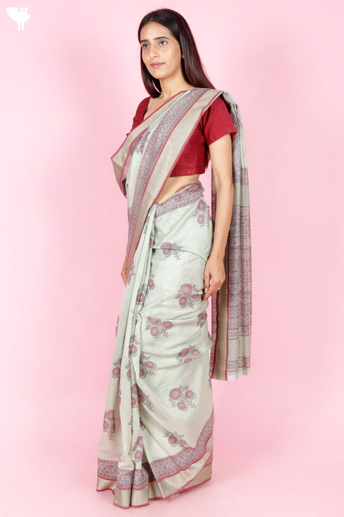 Maheshwari Saree In Block Print